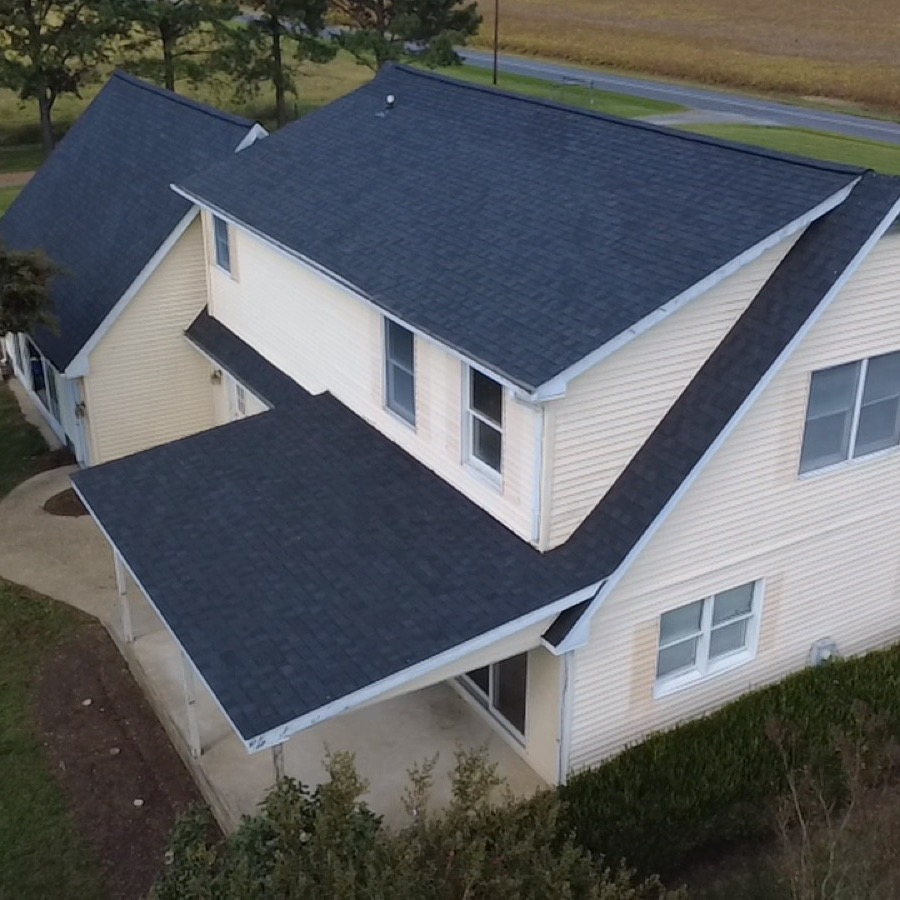 Finished roof replacement from the air