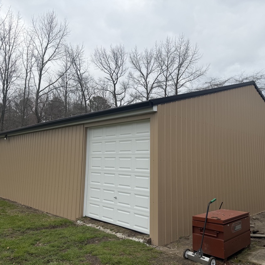 Pole barn with overhead door